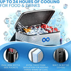 Cooler backpack with side wine pockets, thick foam insulation and bottle covers