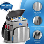 Leak-proof cooler backpack with reflective strips, padded straps and carry handle