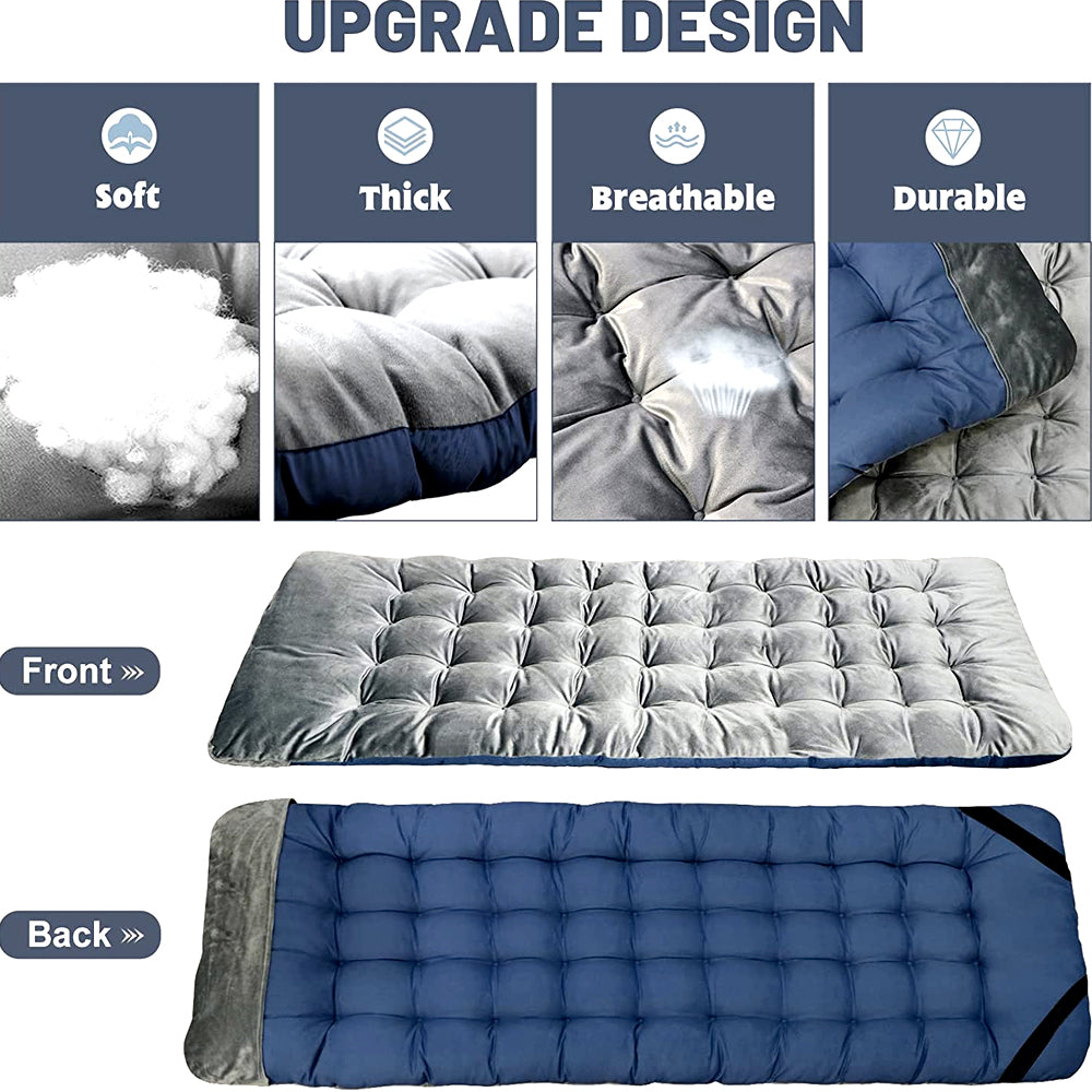 Front and back of the soft, thick cot mattress