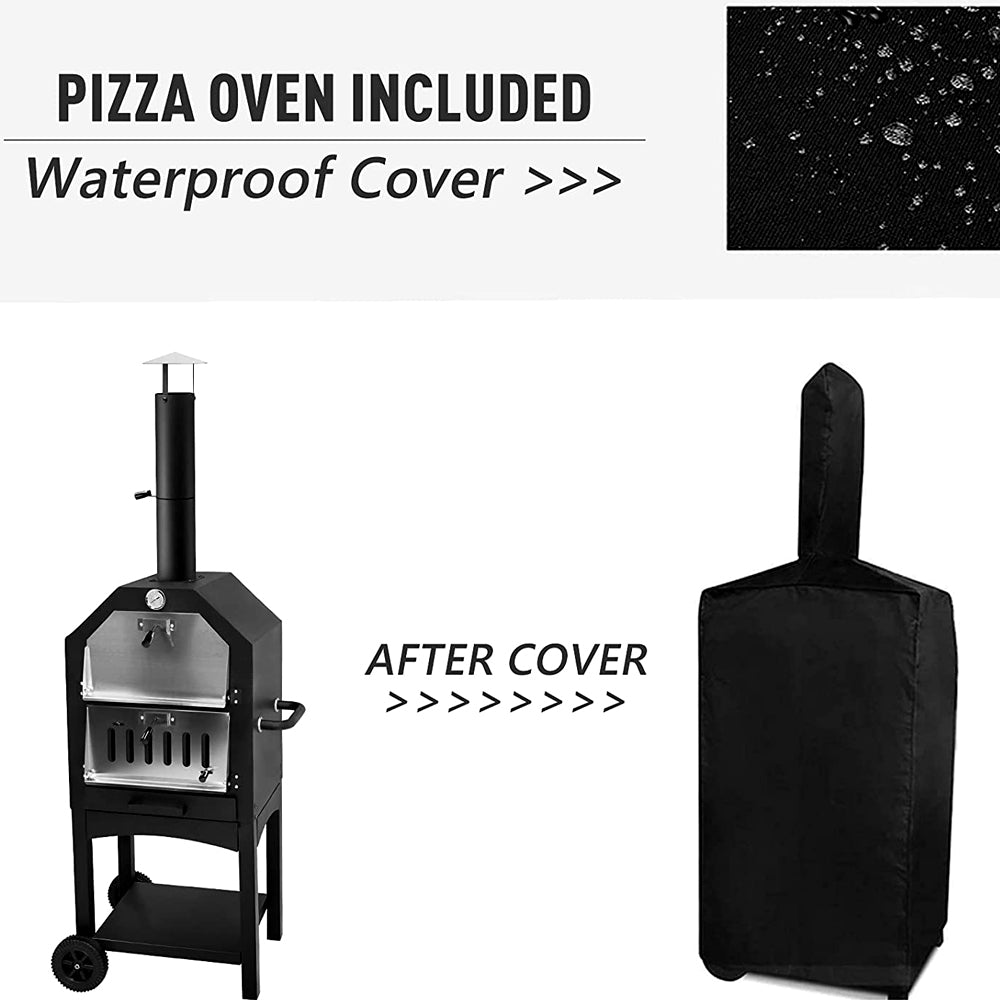 Pizza oven with its waterproof cover