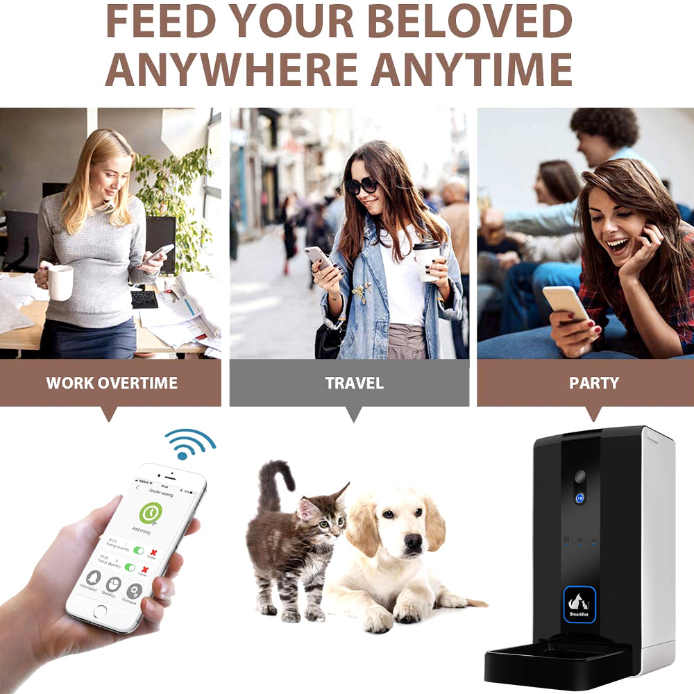 Feeding pets from the app while at work, travelling or out